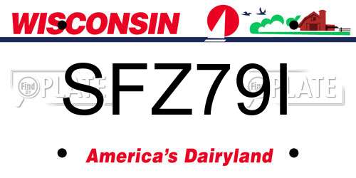 SFZ79I Wisconsin License Plate