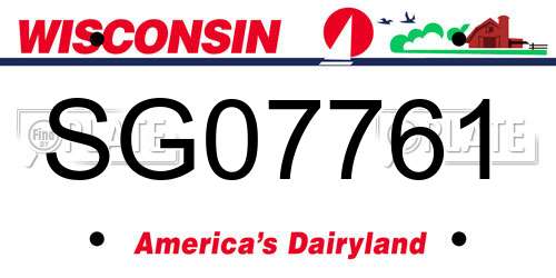 SG07761 Wisconsin License Plate