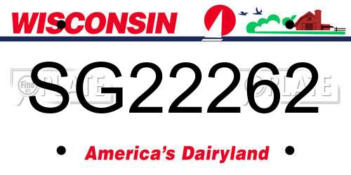 SG22262 Wisconsin License Plate