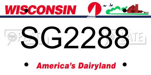 SG2288 Wisconsin License Plate