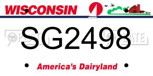 SG2498 Wisconsin License Plate