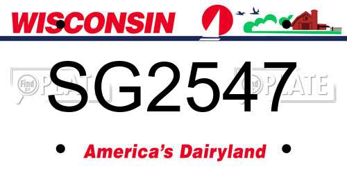 SG2547 Wisconsin License Plate