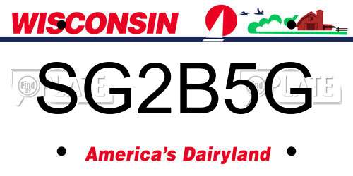 SG2B5G Wisconsin License Plate