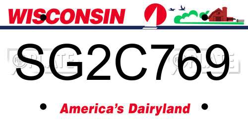 SG2C769 Wisconsin License Plate
