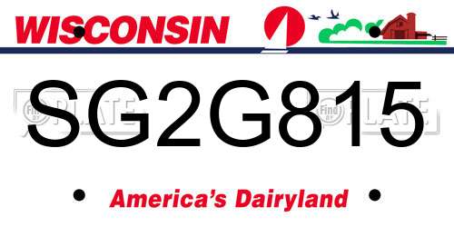 SG2G815 Wisconsin License Plate
