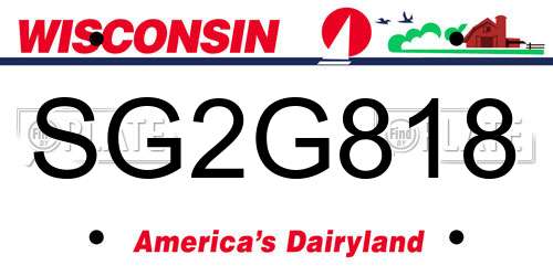 SG2G818 Wisconsin License Plate