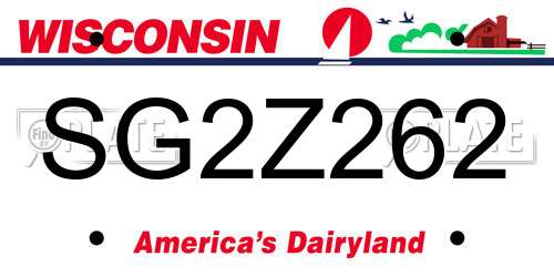 SG2Z262 Wisconsin License Plate