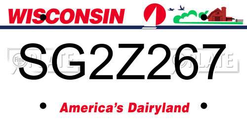 SG2Z267 Wisconsin License Plate