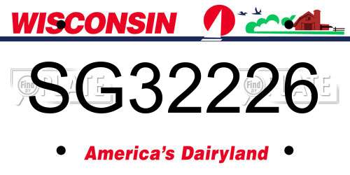 SG32226 Wisconsin License Plate