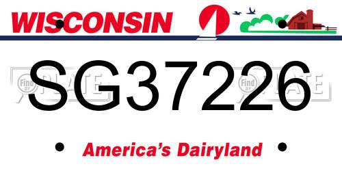 SG37226 Wisconsin License Plate