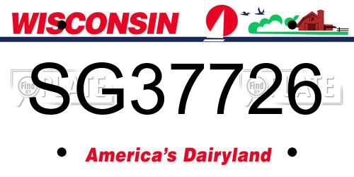SG37726 Wisconsin License Plate