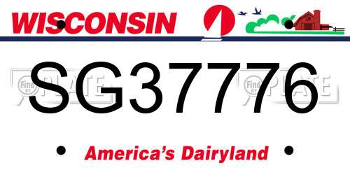 SG37776 Wisconsin License Plate