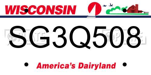 SG3Q508 Wisconsin License Plate
