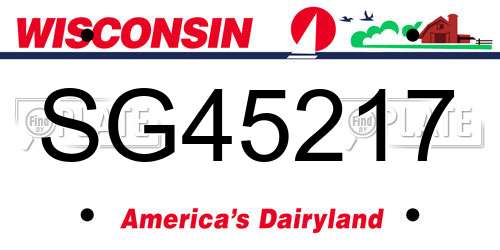 SG45217 Wisconsin License Plate