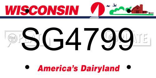 SG4799 Wisconsin License Plate