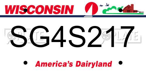 SG4S217 Wisconsin License Plate