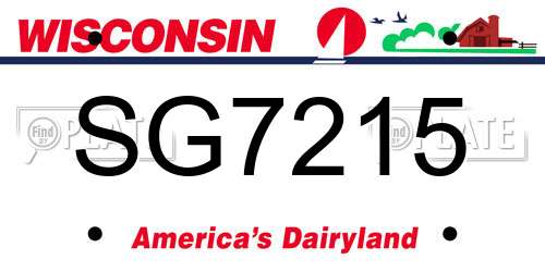 SG7215 Wisconsin License Plate