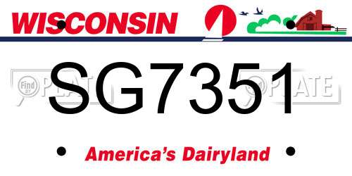 SG7351 Wisconsin License Plate