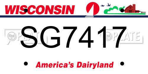 SG7417 Wisconsin License Plate