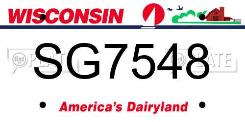 SG7548 Wisconsin License Plate
