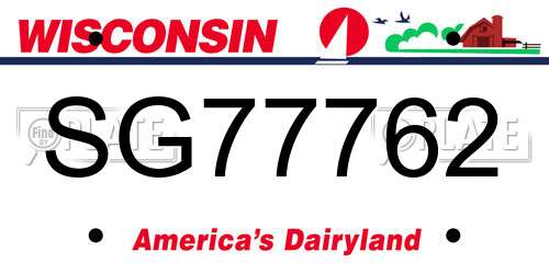 SG77762 Wisconsin License Plate