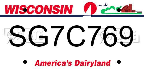 SG7C769 Wisconsin License Plate