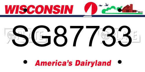 SG87733 Wisconsin License Plate