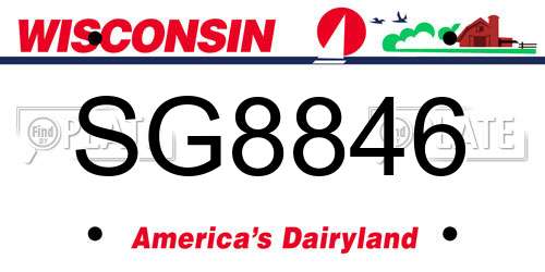 SG8846 Wisconsin License Plate