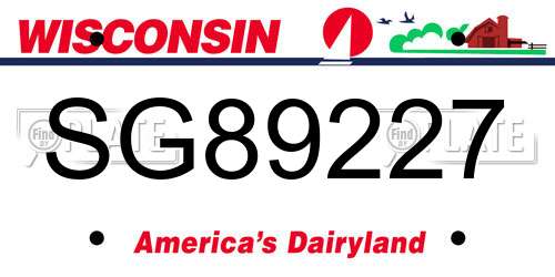 SG89227 Wisconsin License Plate