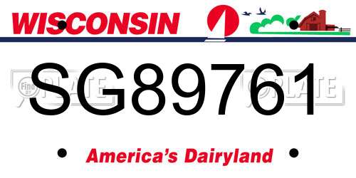SG89761 Wisconsin License Plate