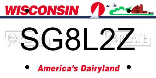 SG8L2Z Wisconsin License Plate