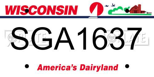 SGA1637 Wisconsin License Plate