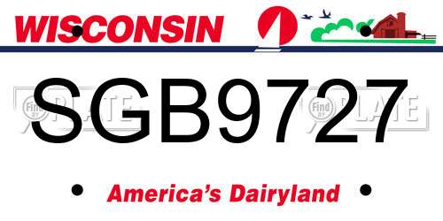 SGB9727 Wisconsin License Plate