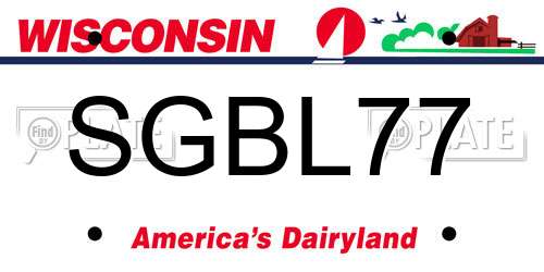 SGBL77 Wisconsin License Plate