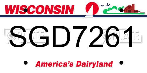 SGD7261 Wisconsin License Plate