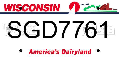 SGD7761 Wisconsin License Plate