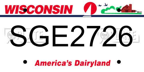 SGE2726 Wisconsin License Plate