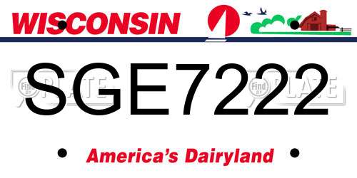 SGE7222 Wisconsin License Plate