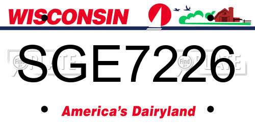 SGE7226 Wisconsin License Plate