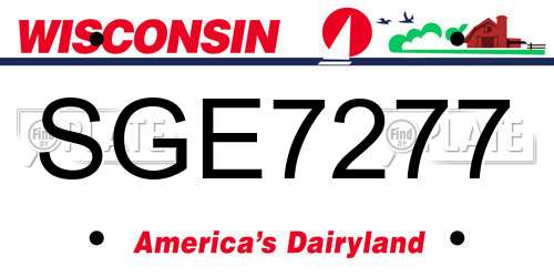 SGE7277 Wisconsin License Plate