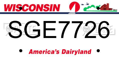 SGE7726 Wisconsin License Plate