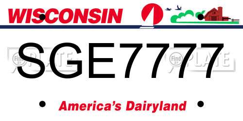 SGE7777 Wisconsin License Plate