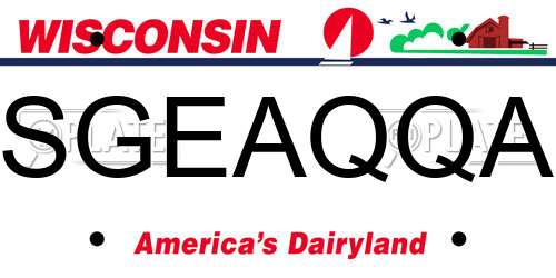SGEAQQA Wisconsin License Plate