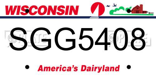 SGG5408 Wisconsin License Plate