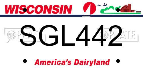 SGL442 Wisconsin License Plate