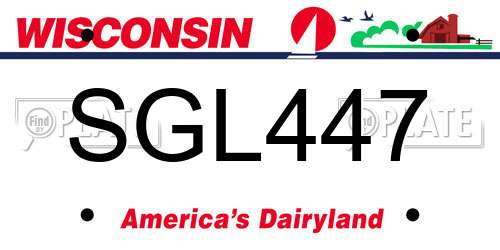 SGL447 Wisconsin License Plate