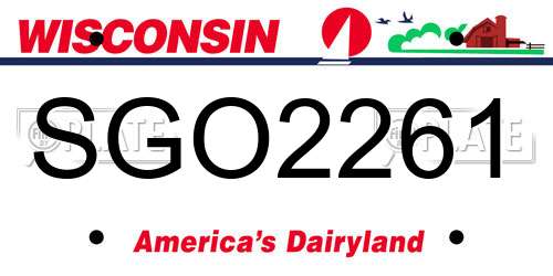 SGO2261 Wisconsin License Plate