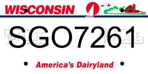 SGO7261 Wisconsin License Plate