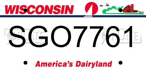 SGO7761 Wisconsin License Plate