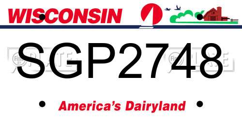 SGP2748 Wisconsin License Plate